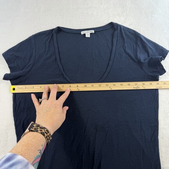 Standard James Perse 3 L T-Shirt Women Navy Blue V-Neck Cotton Modal Minimalist - Picture 8 of 11
